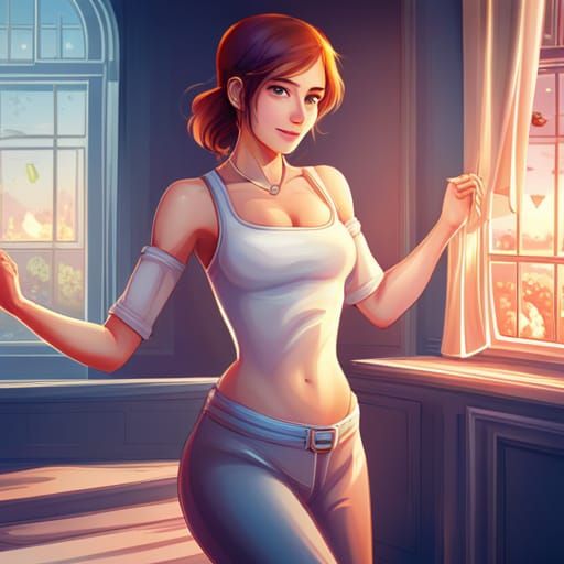 Beautiful Smiling Figure in Dynamic Lighting