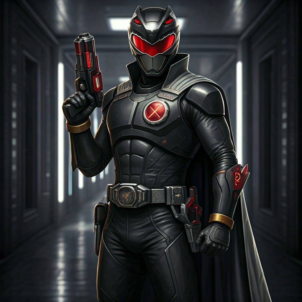 Epic Superhero Ranger Masterpiece in Hyperdetailed Black and...