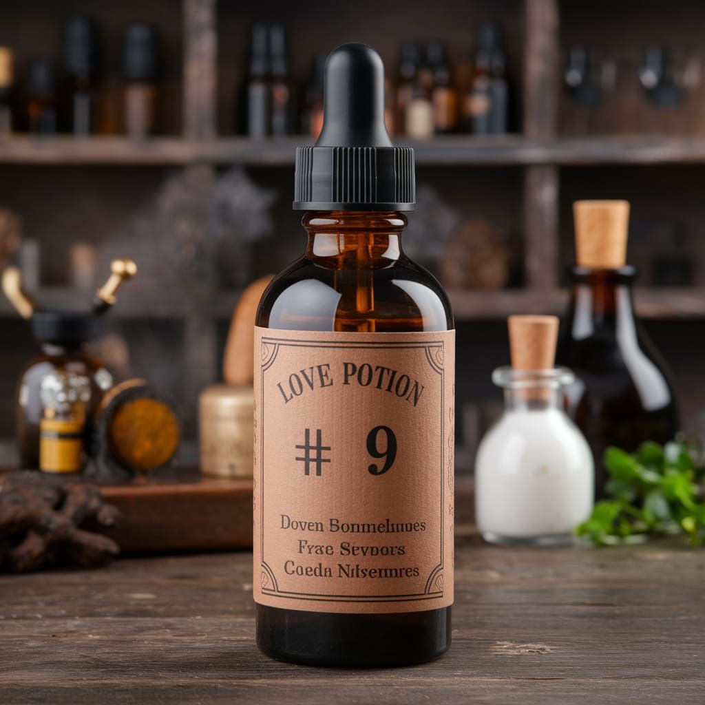 Love Potion #9 in a Vintage Apothecary Bottle