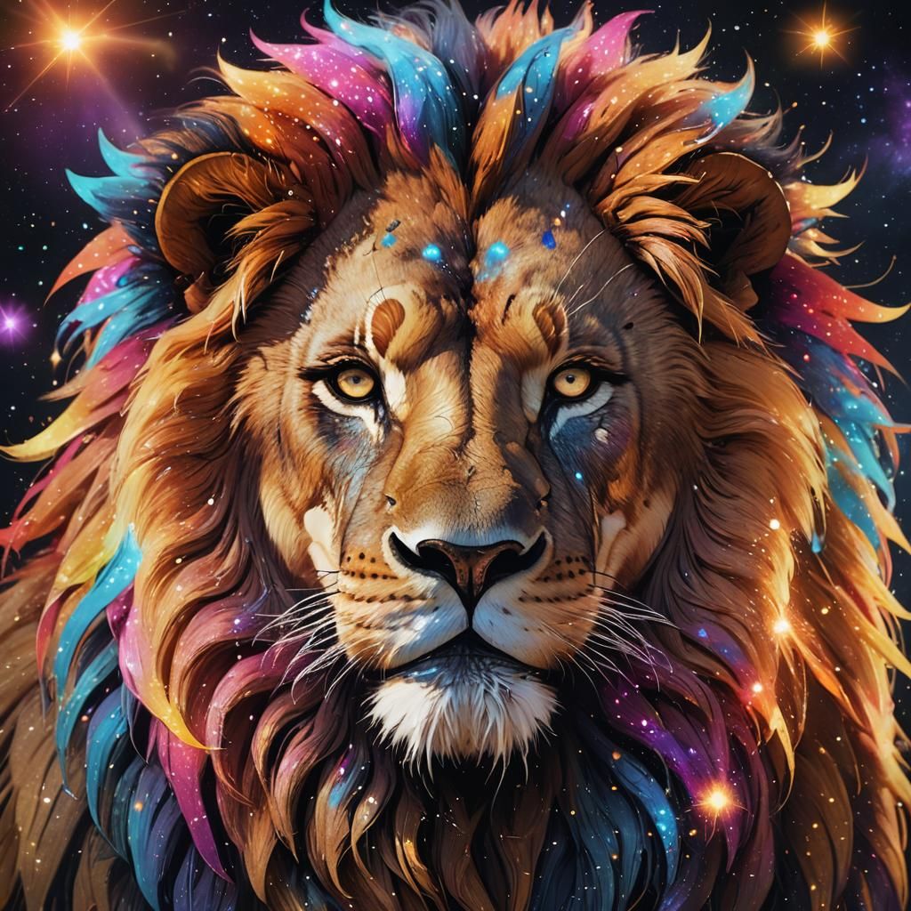 Lion with Starry Mane: Stellar Concept Art
