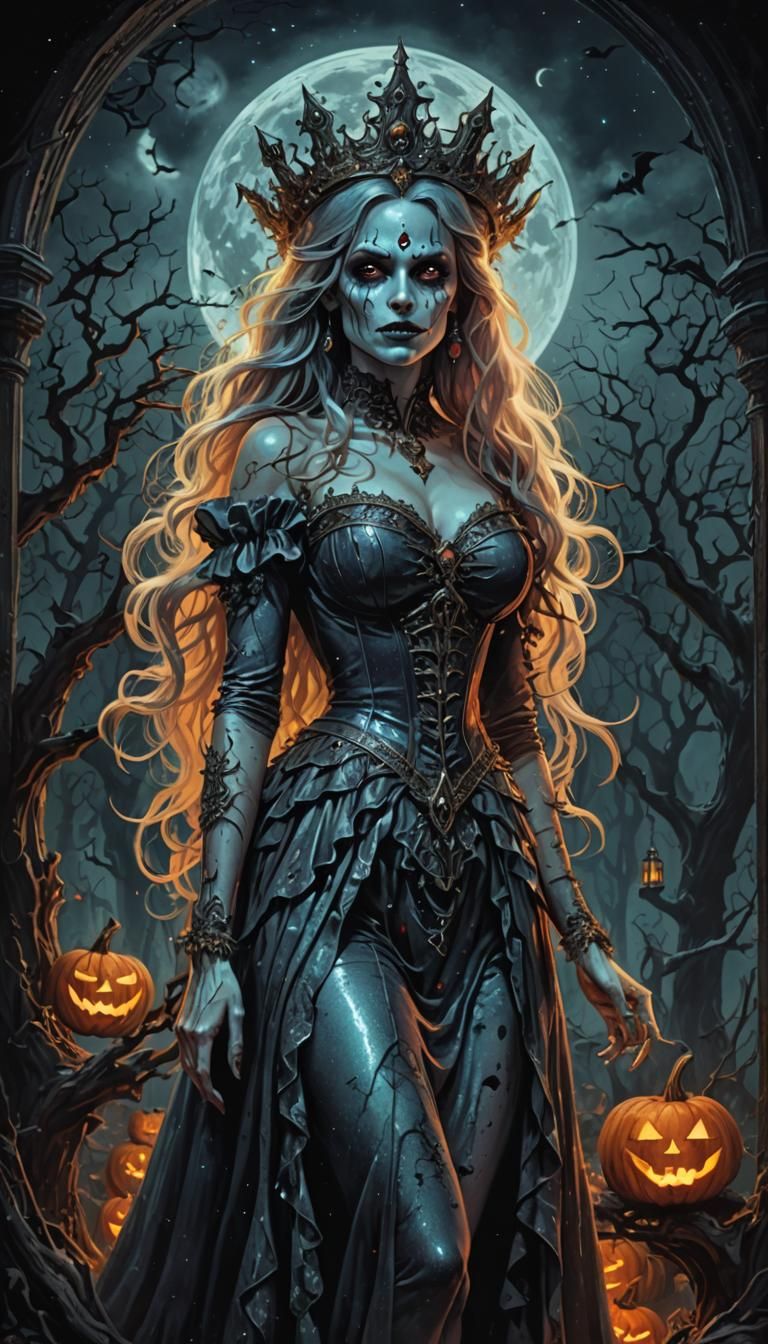 Halloween Princess Pinup in Holographic Astral Style