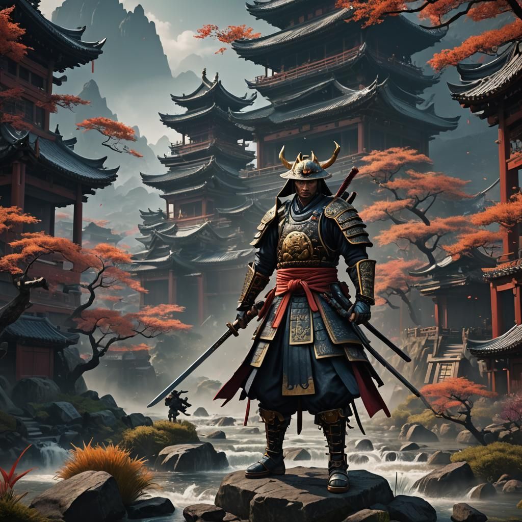 Detailed Samurai Warrior Fantasy Concept Art