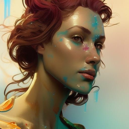 Hyperdetailed Naiad Portrait in Art Nouveau Style