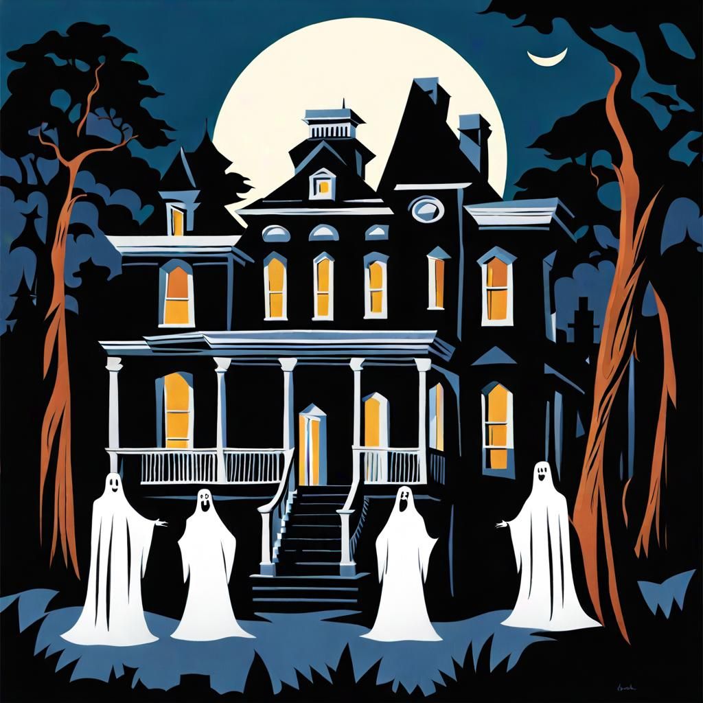 Monochromatic Cubist Ghosts at Haunted Mansion