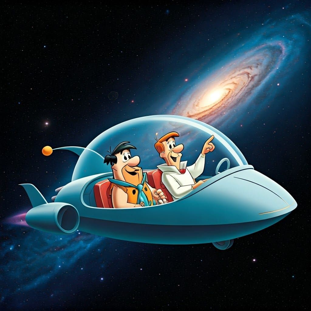 Time-Traveling Friends Cruise Cosmos in Vintage-Style Jet Ca...