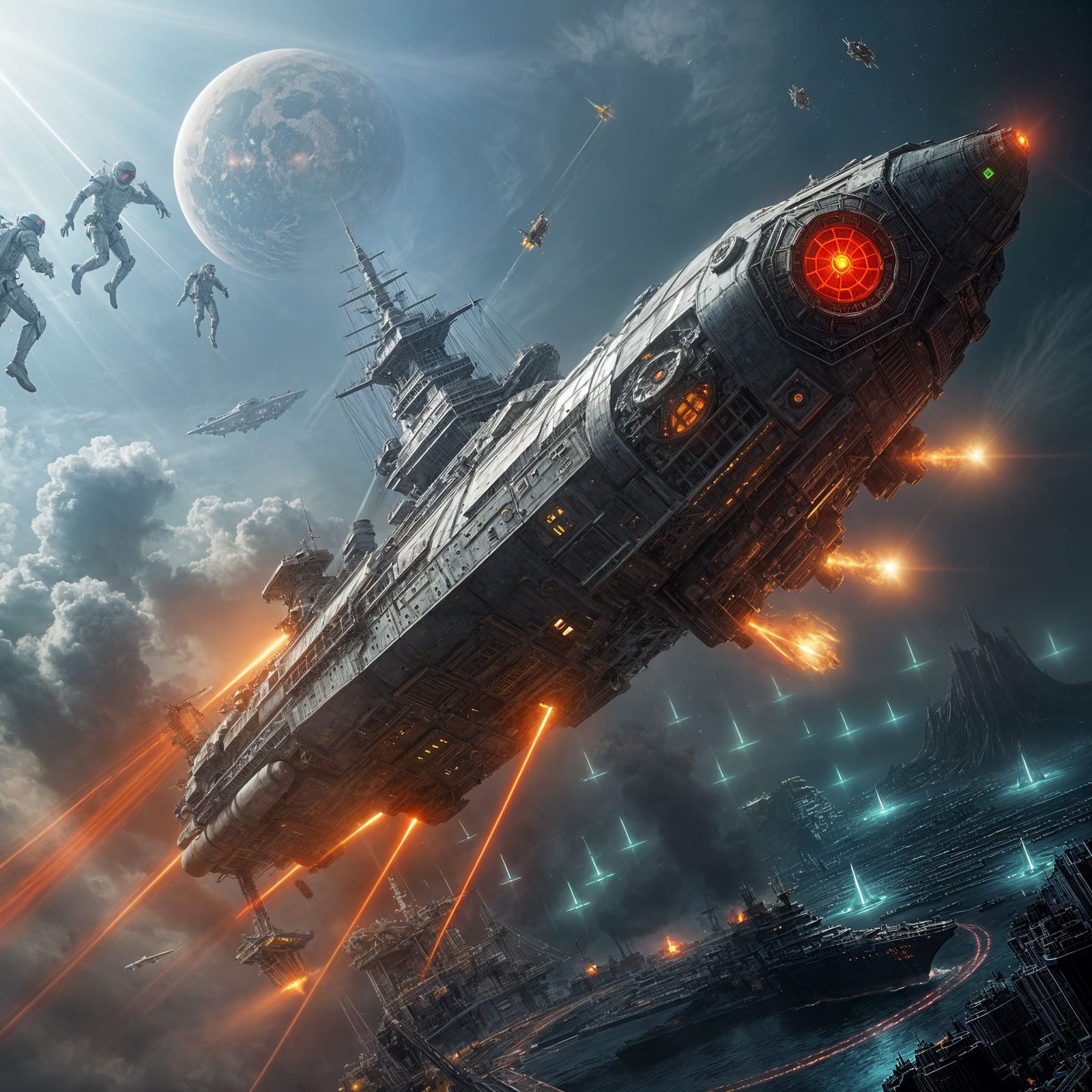 Colossal Battleship Bombards Alien Planet in Hyperrealistic ...