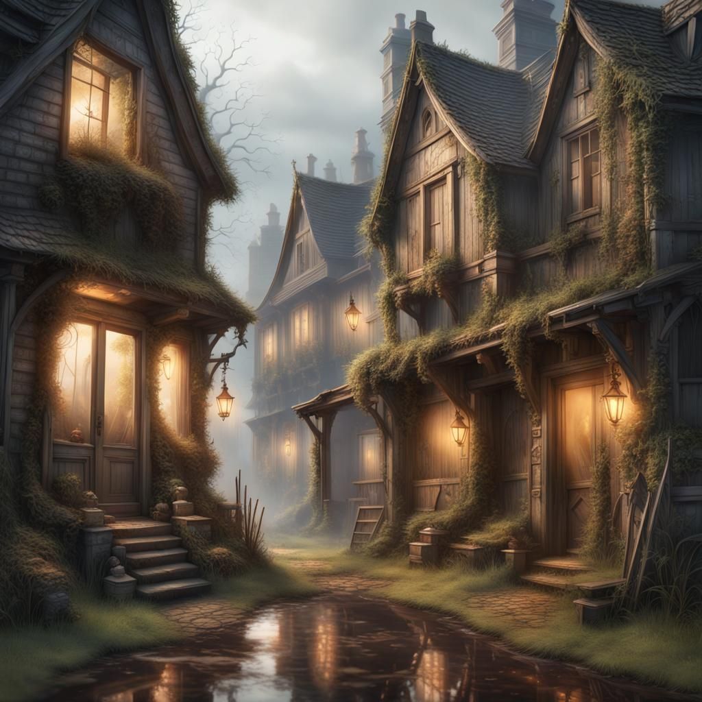 Frightening Transparent Ghosts in Gloomy Village