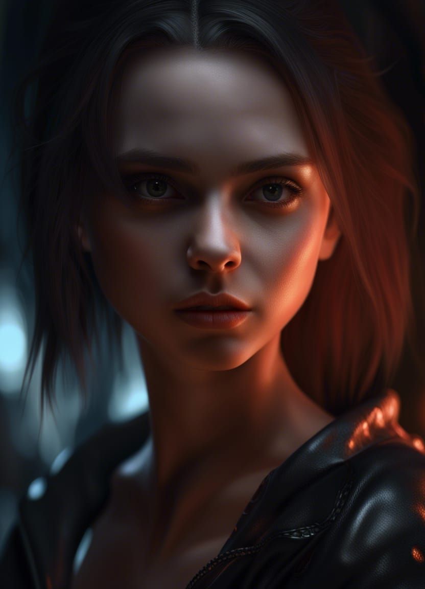 Photorealistic Portrait of a Mischievous Girl