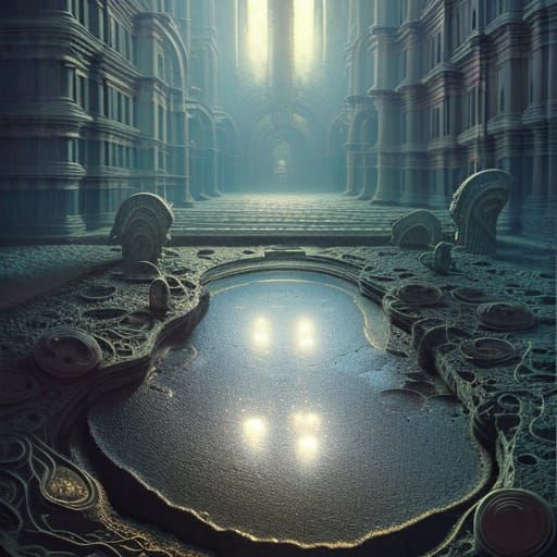 Footprint Puddle: Dark Fantasy Concept Art