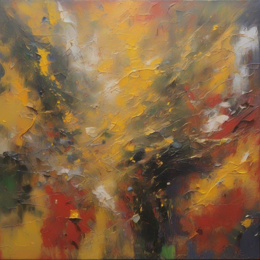 Abstract Oil Painting Close Up with Spots and Scribbles