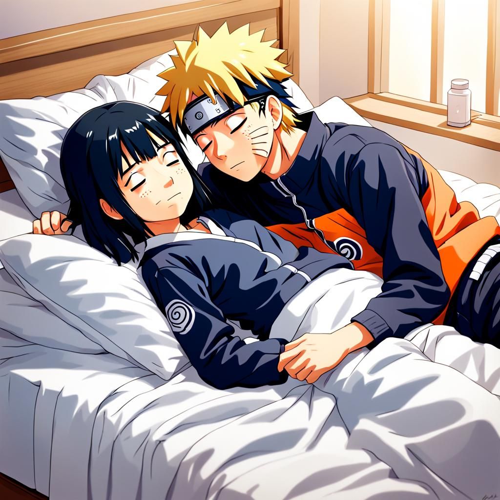 Naruto Sick in Bed Cared for by Hinata: Anime Style