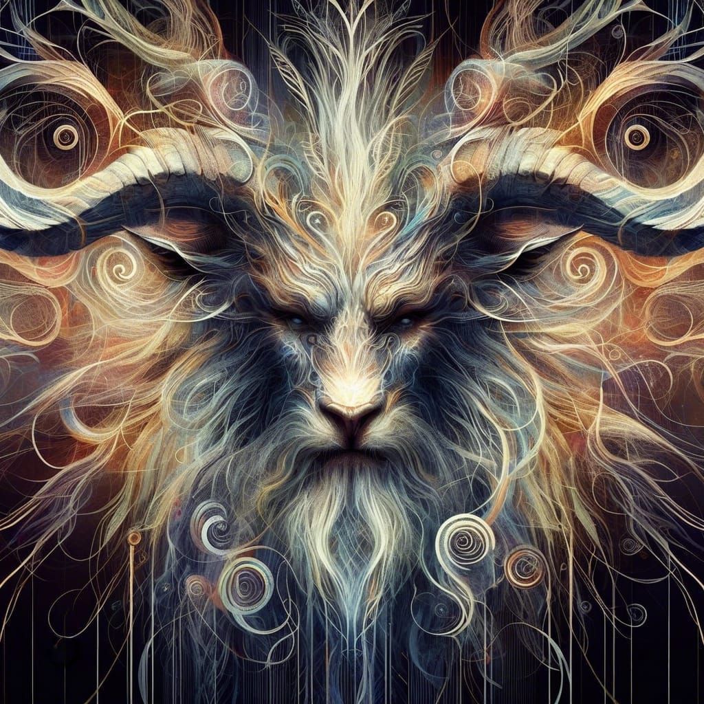 Cernunnos Portrait in Celtic Mythology Style