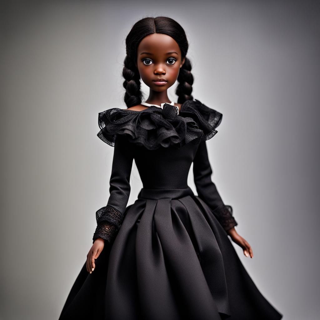 Black Doll in Red Dress: AI-Generated Image