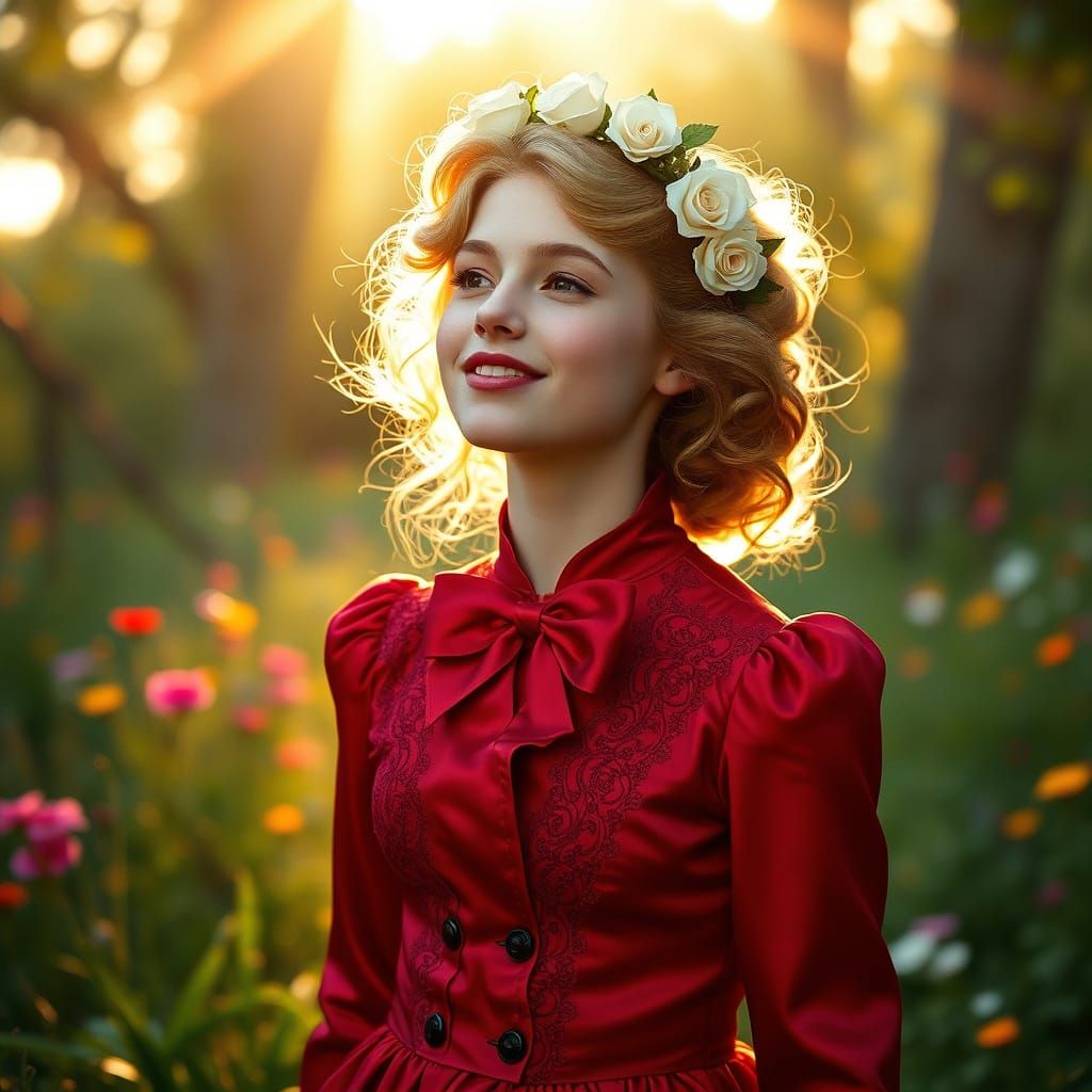 Ethereal Victorian Beauty Radiates Euphoria in Whimsical Lan...