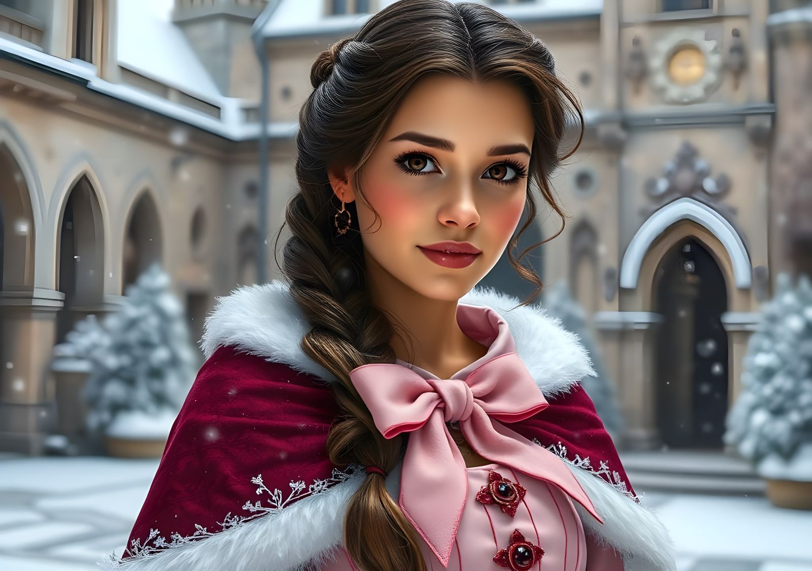 Princess Belle in Winter, Hyperdetailed Dark Fantasy