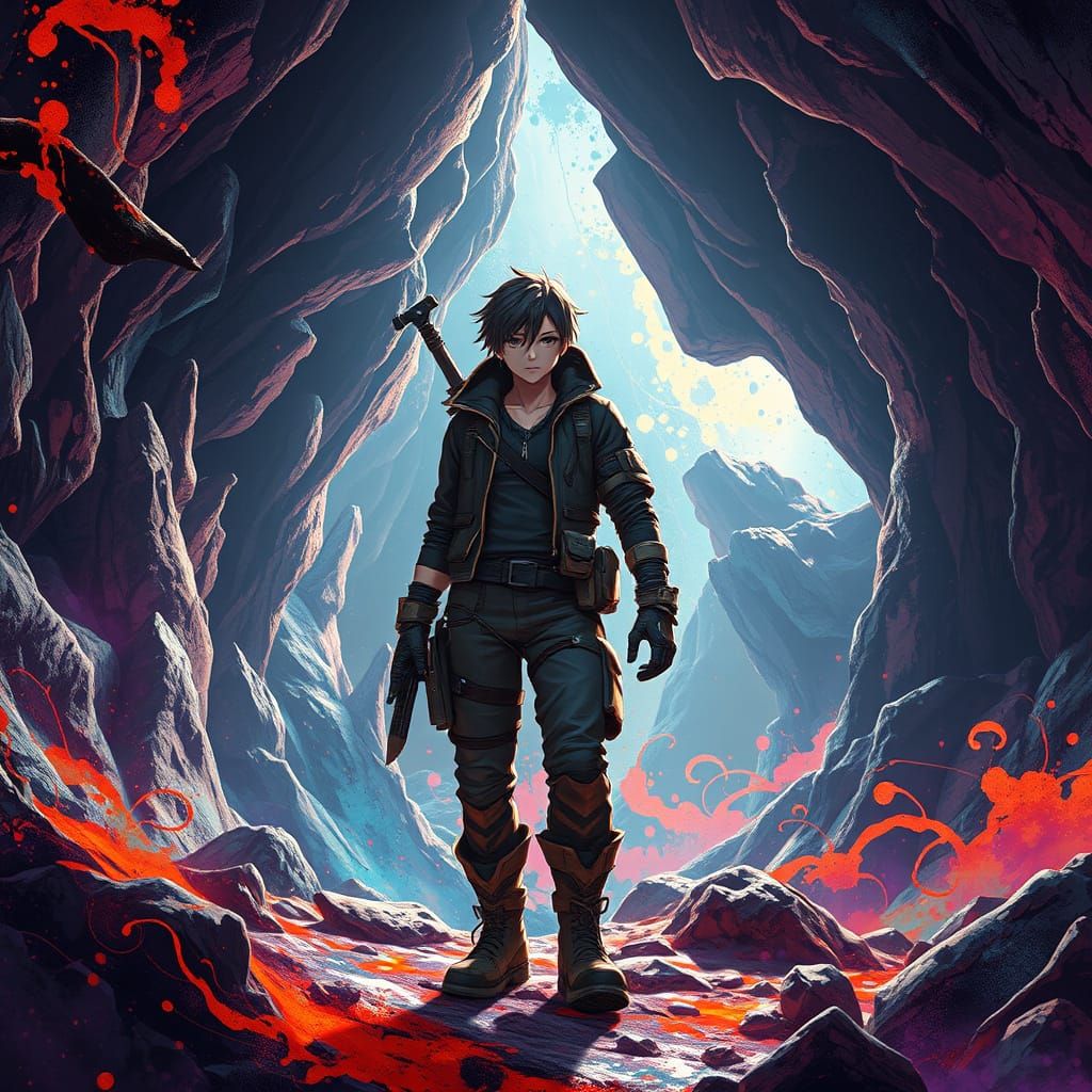 Mystical Cave Adventurer in 3D Anime Art