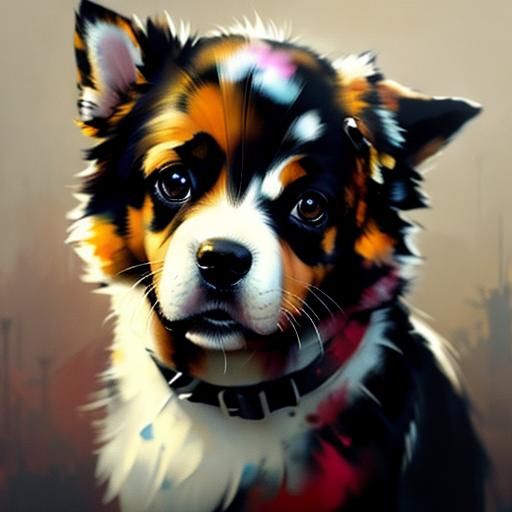 Adorable Puppy Portrait as Textured Speedpaint
