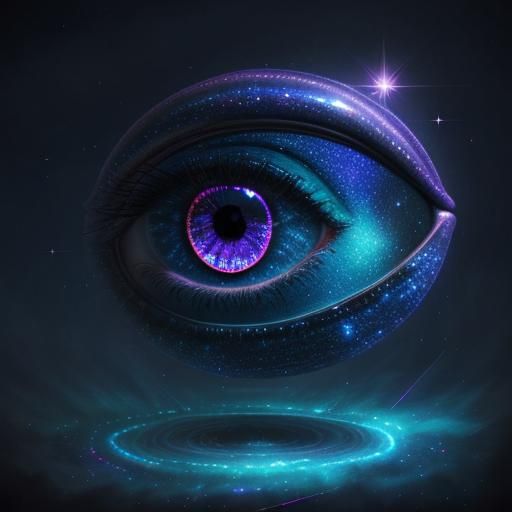 Iridescent Alien in Starry Cosmic Surrealism Style