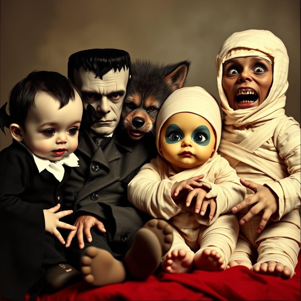 Classic Movie Monsters as Babies