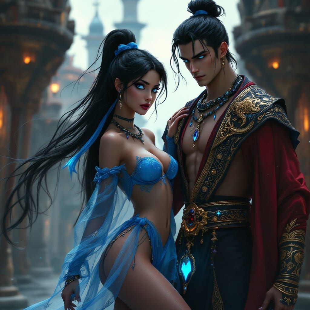 Goth Princess Jasmine in Dark Arabic Castle