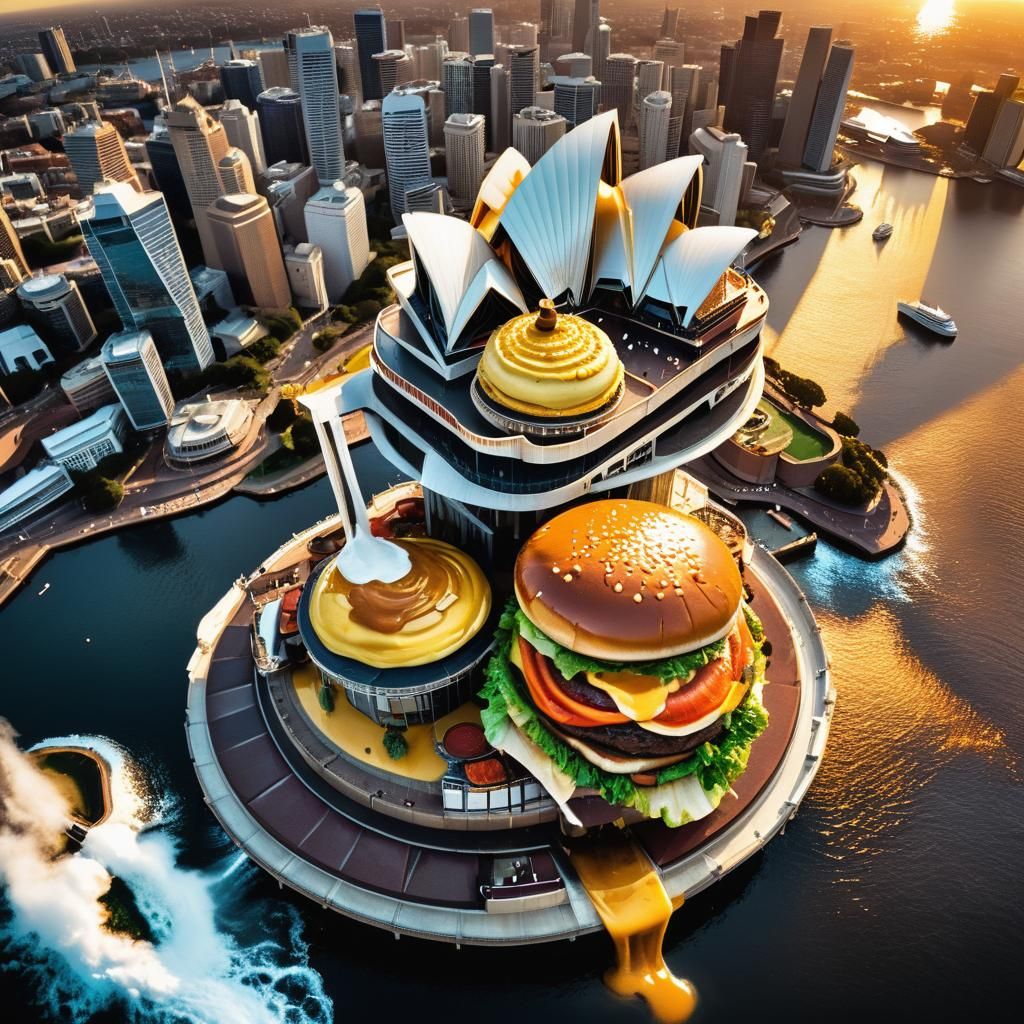 Surreal Hamburger Topping Sydney Opera House
