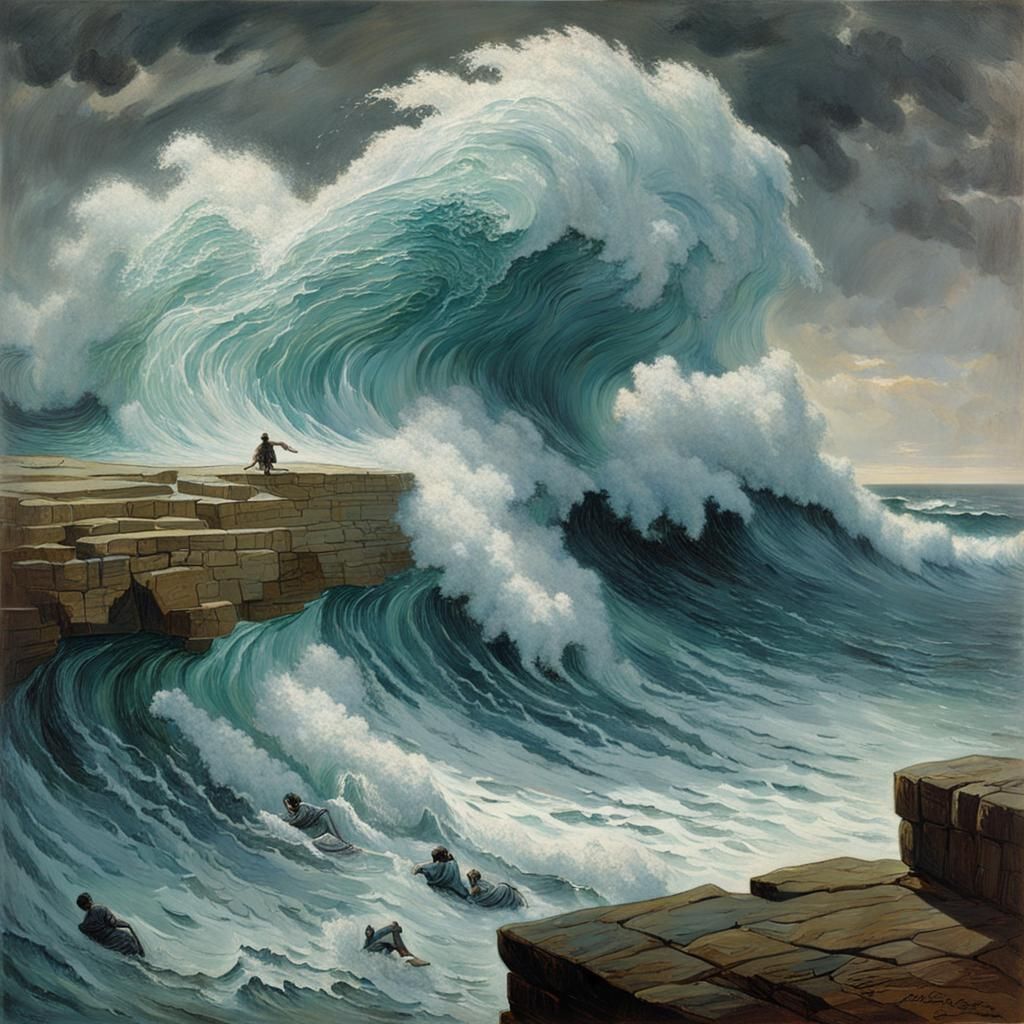 Crashing Waves at Bondi in Gothic Horror Style