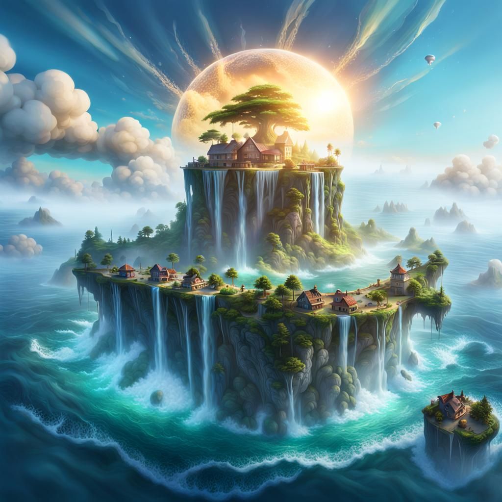 Ethereal Floating Island Fantasy Art in 8K