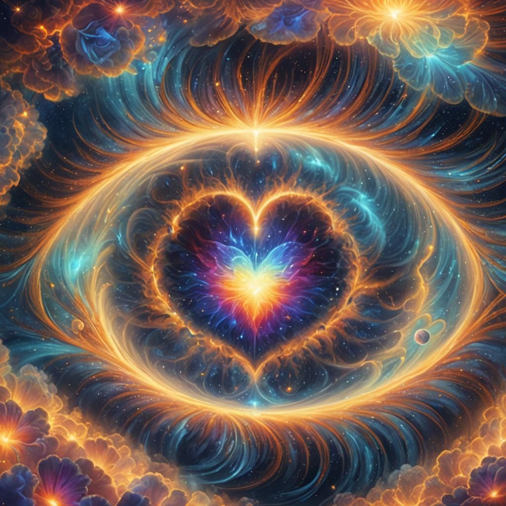 Glowing Heart Dreamscape: Astral Clouds and Energy