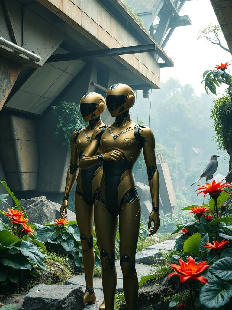 Eco-Futuristic Oasis in a Lush, Infinite Landscape