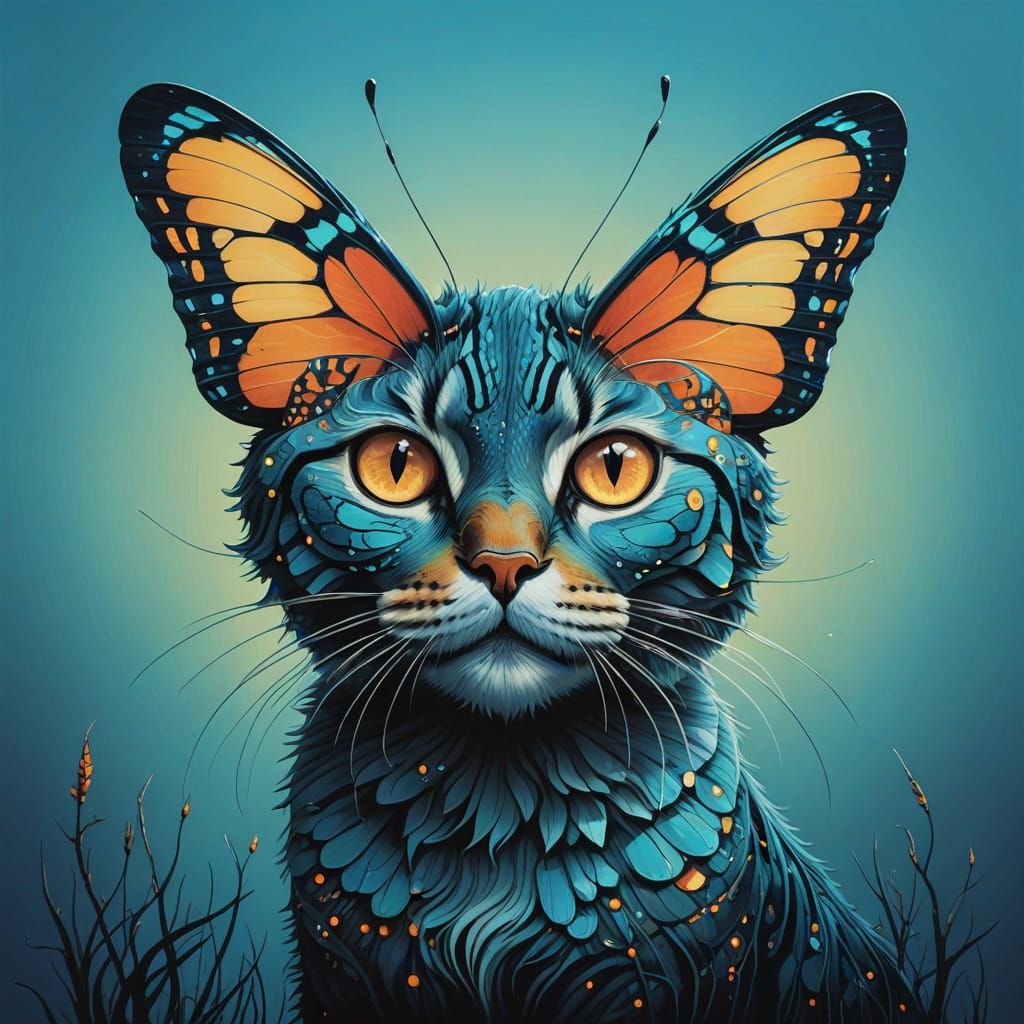 Ethereal Butterfly with Iridescent Cat Eye Pattern