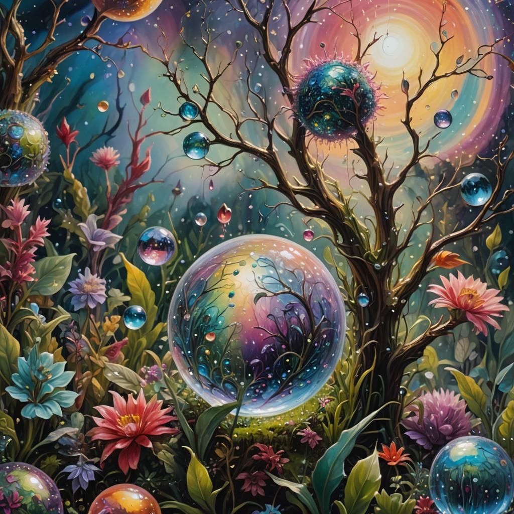 Glowing Orb Encapsulates Surreal Miniature Fantasy World