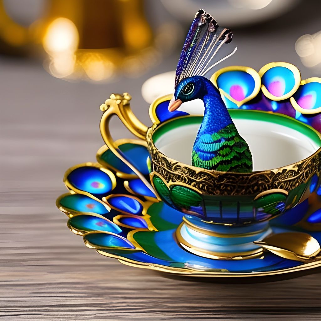 Peacock In A Tea Cup