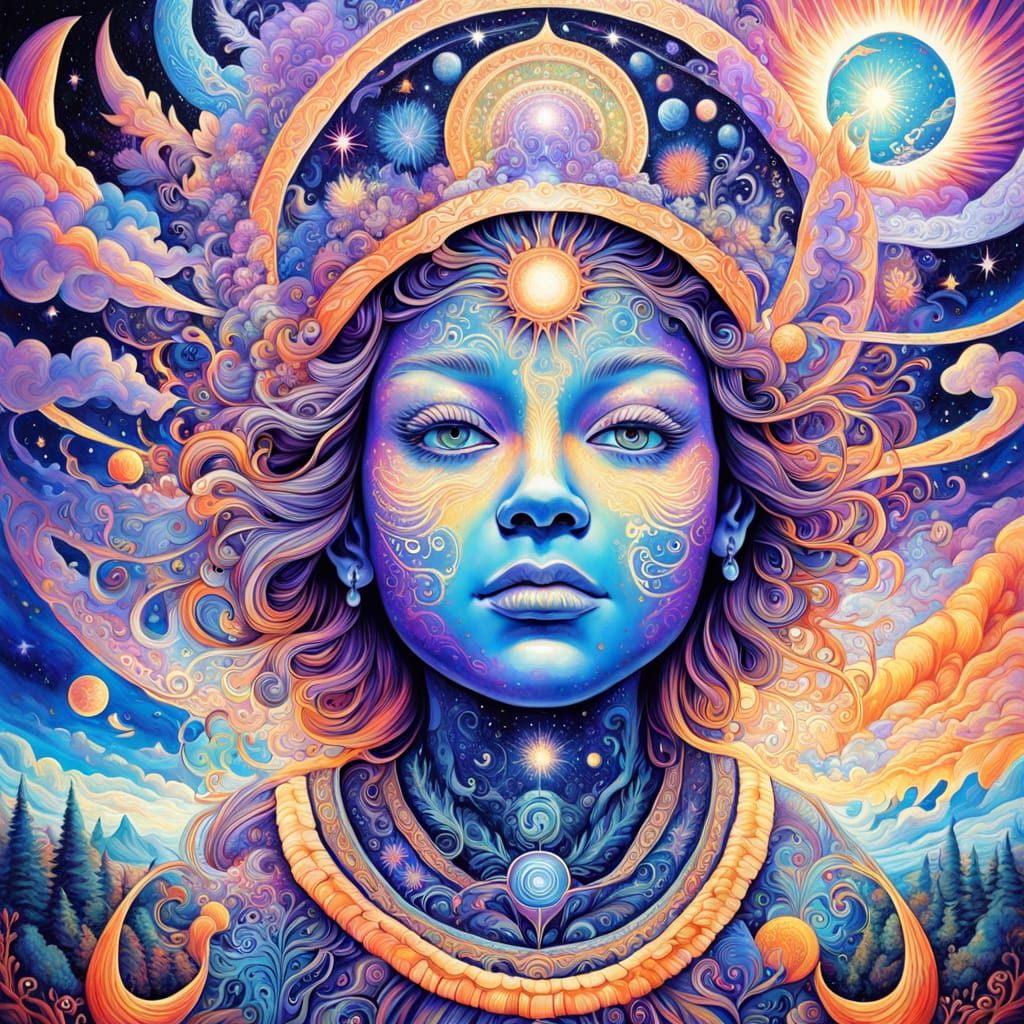 Cosmic Figure Finds Strength in Vulnerability, Astral Art