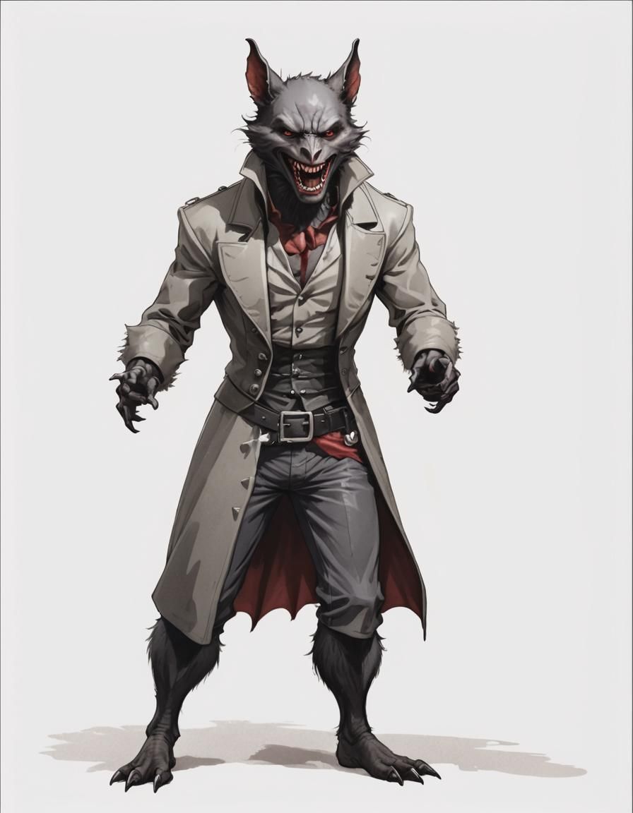 Furry Bat-Like Female Vampire with Hunchback