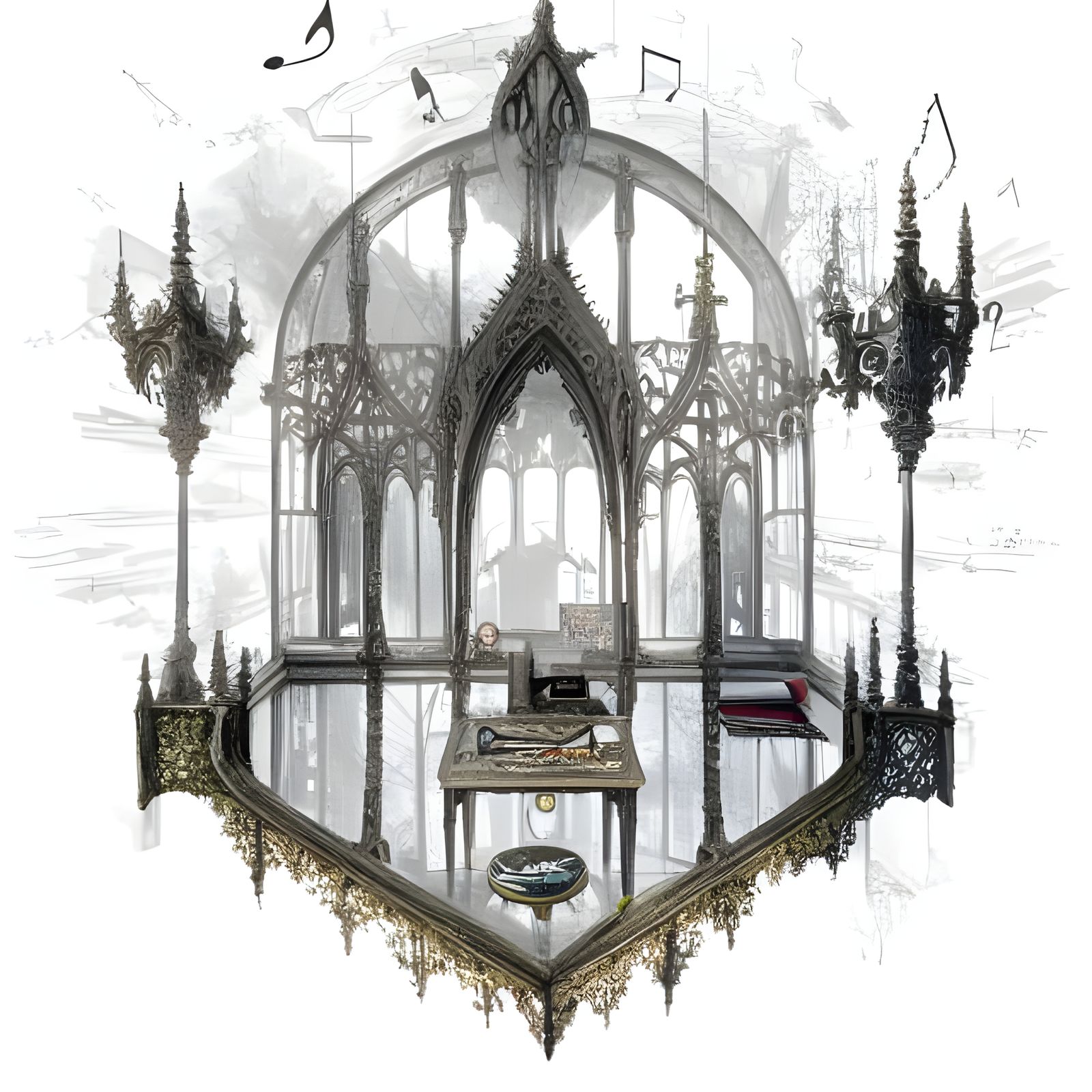 Gothic Master Bedroom with Sunlight and Music Boxes