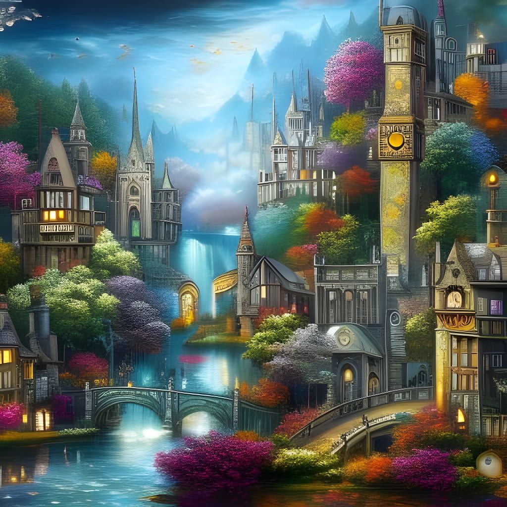 City of Clocks in Ethereal Fantasy Style
