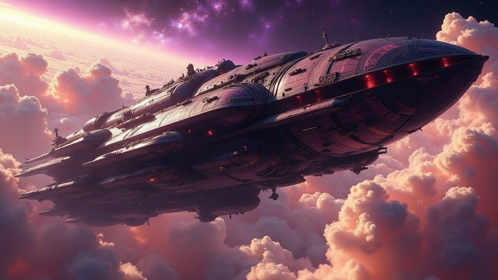 Gargantuan Military Spaceship in Orbit