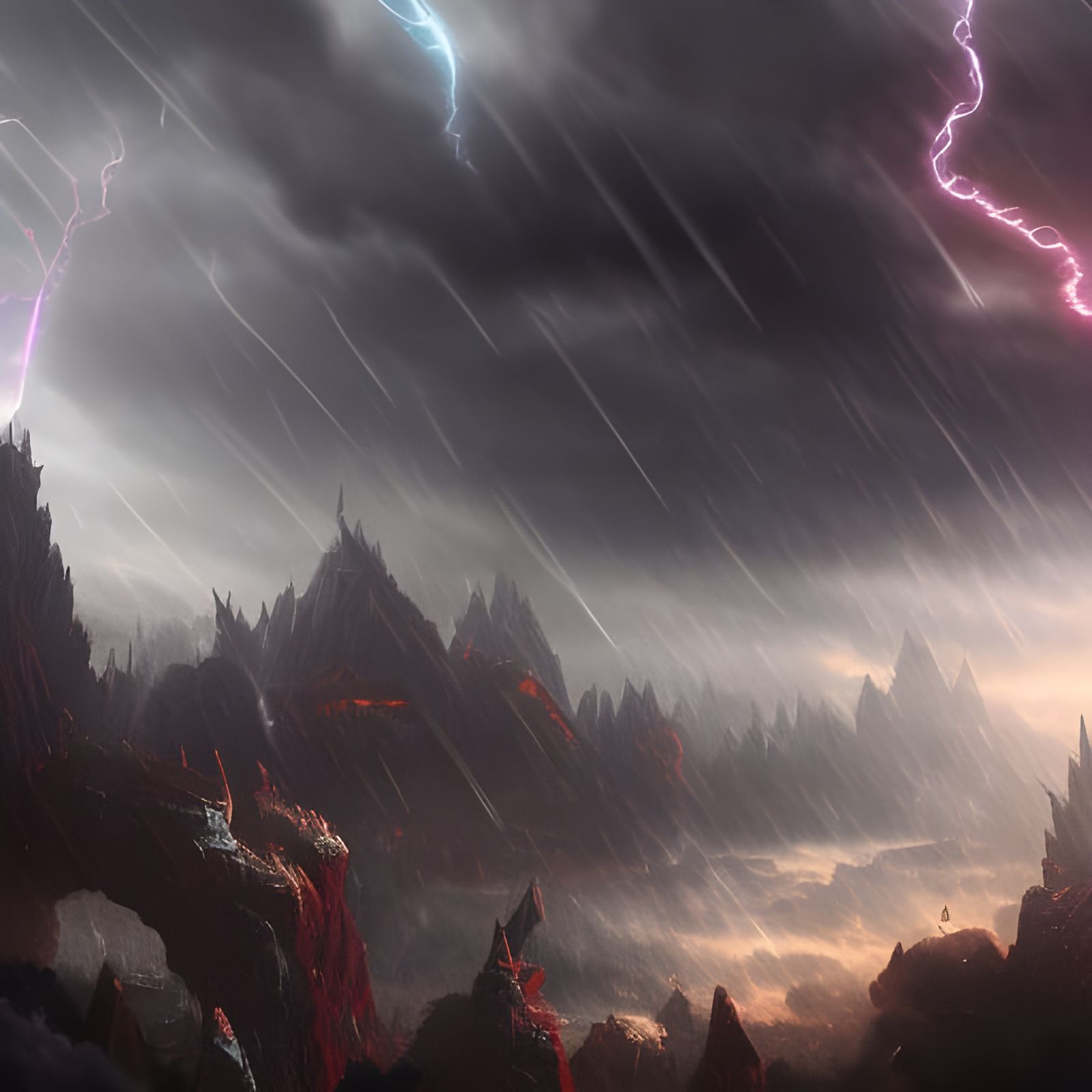 Epic Storm Battle: Detailed Matte Painting