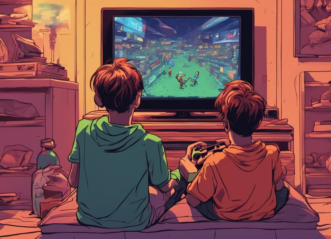 Boys playing games