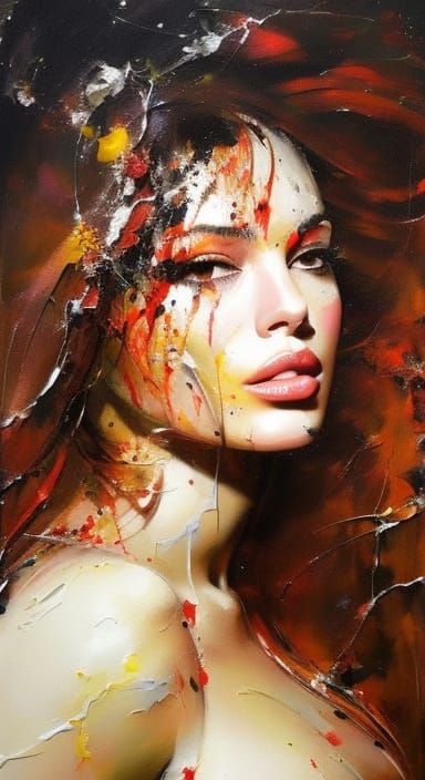 Kelly Brook Portrait in Textured Speedpaint Style