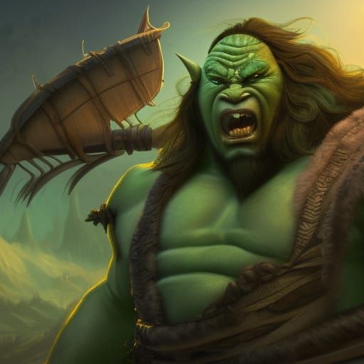 Handsome Orc Barbarian Concept Art in 8k