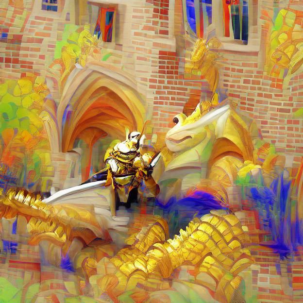 Golden Knight Dragon Battle: Impressionist Ambient Occlusion