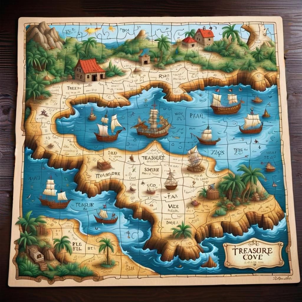Completed Jigsaw Puzzle of a Treasure Map