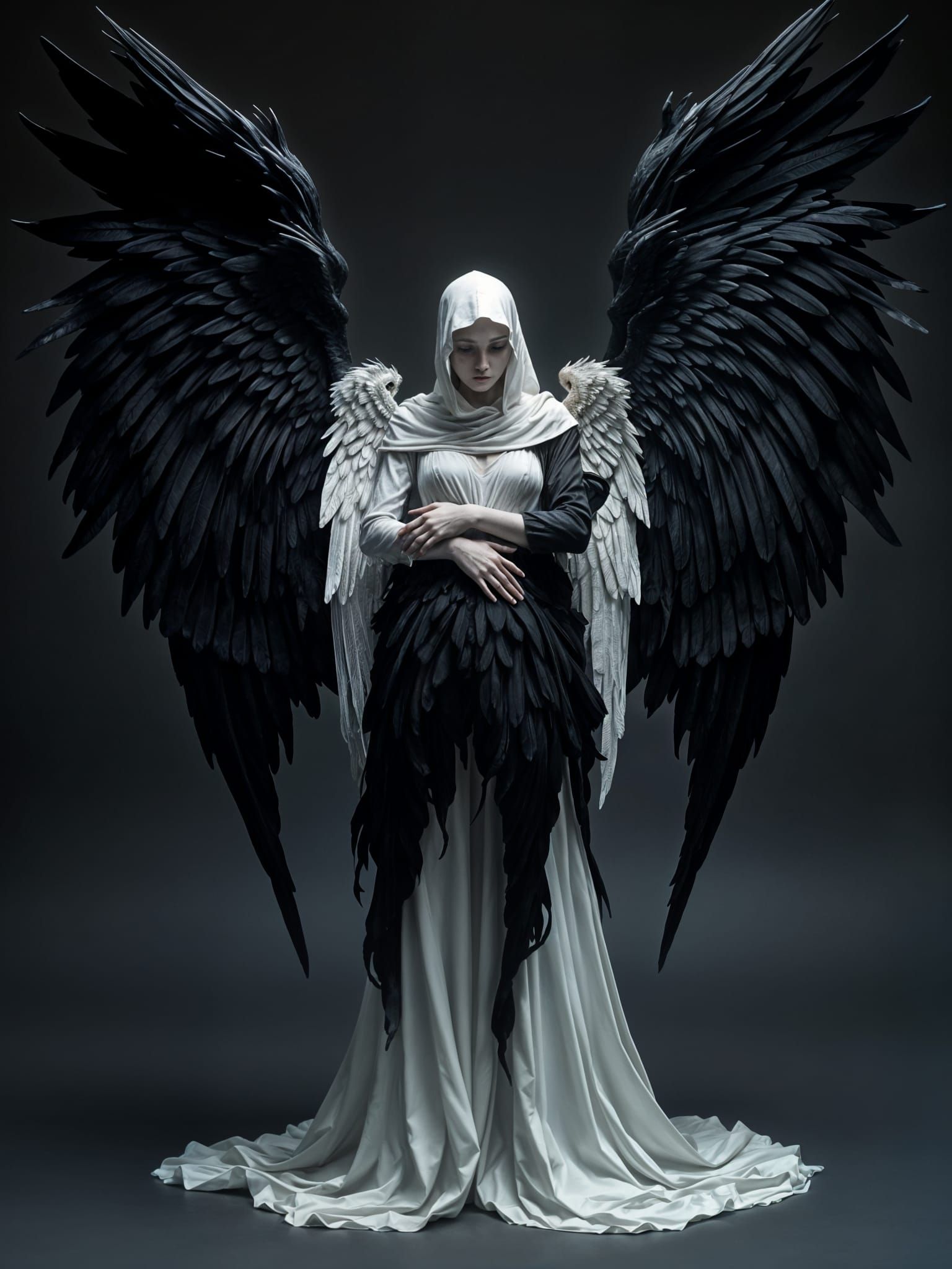 Yin Yang Angel of Death in Gothic Horror Style