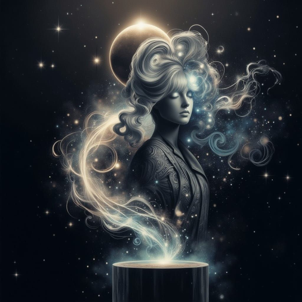 Ethereal Goddess Astraea in Celestial Robes