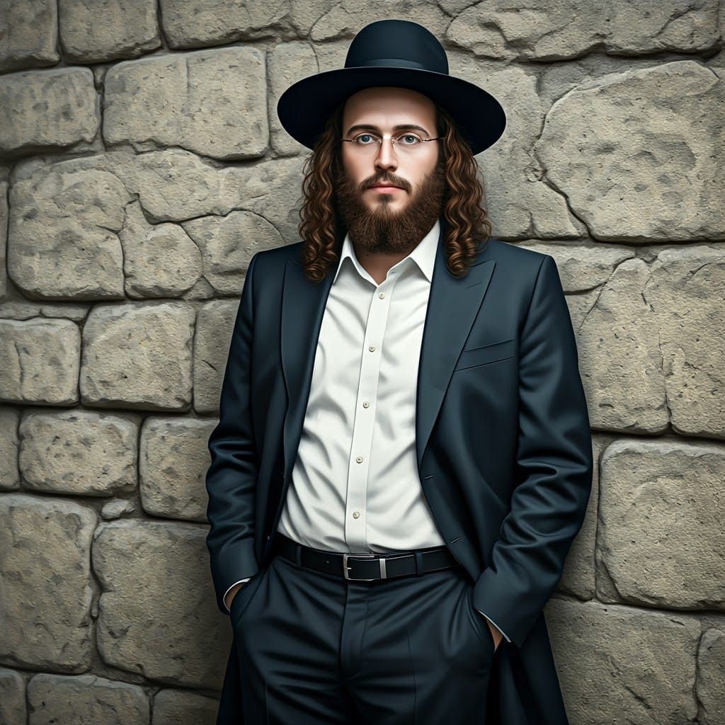 Young Hasidic Man with Sidelocks in 3D Anime Style