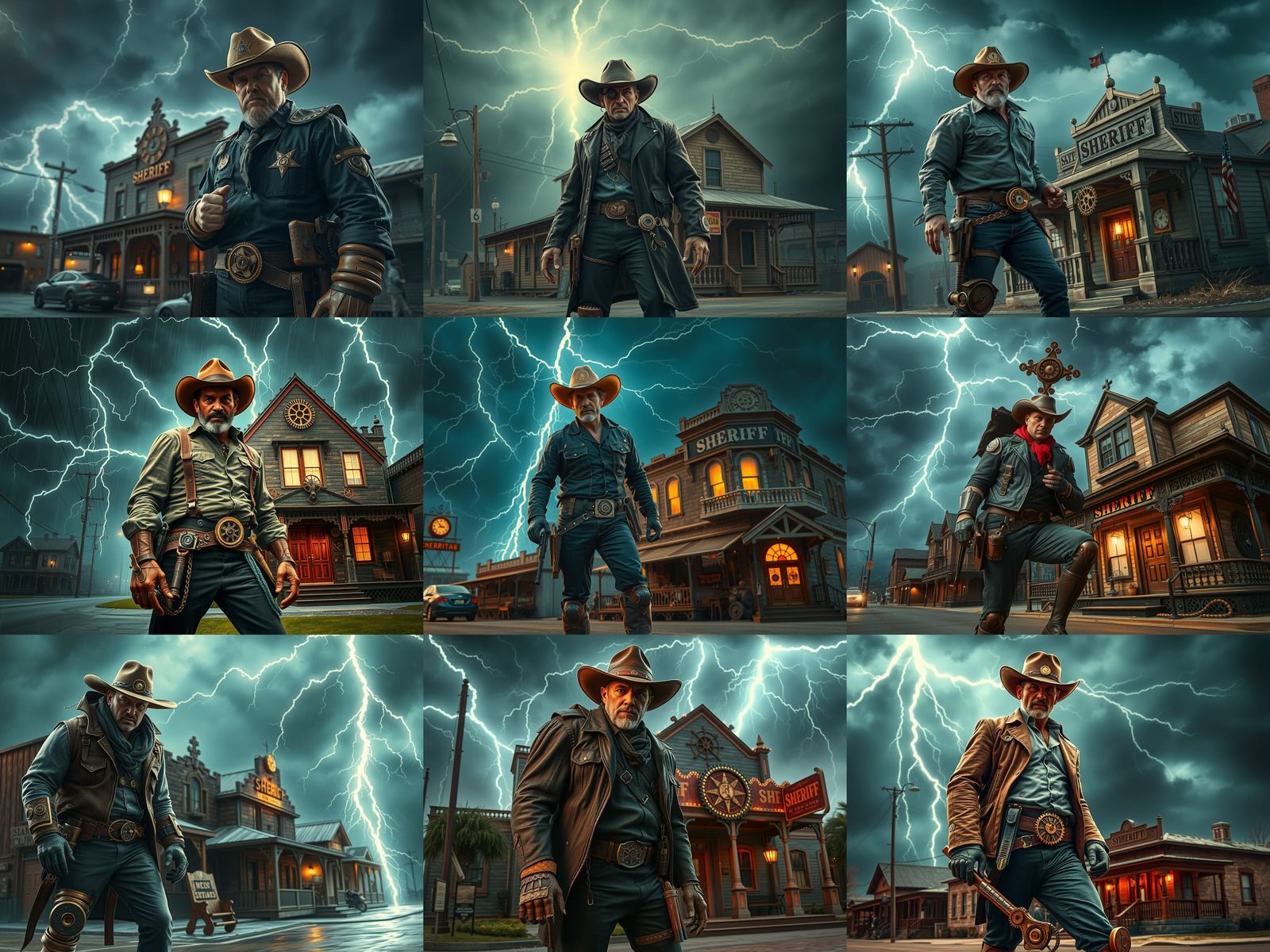 Steampunk Wild West Sheriff in Raging Storm