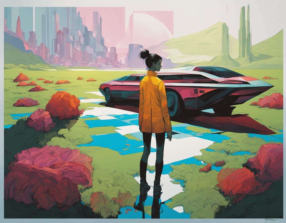 Retro-Futuristic Action Heroine in Vibrant Opulence