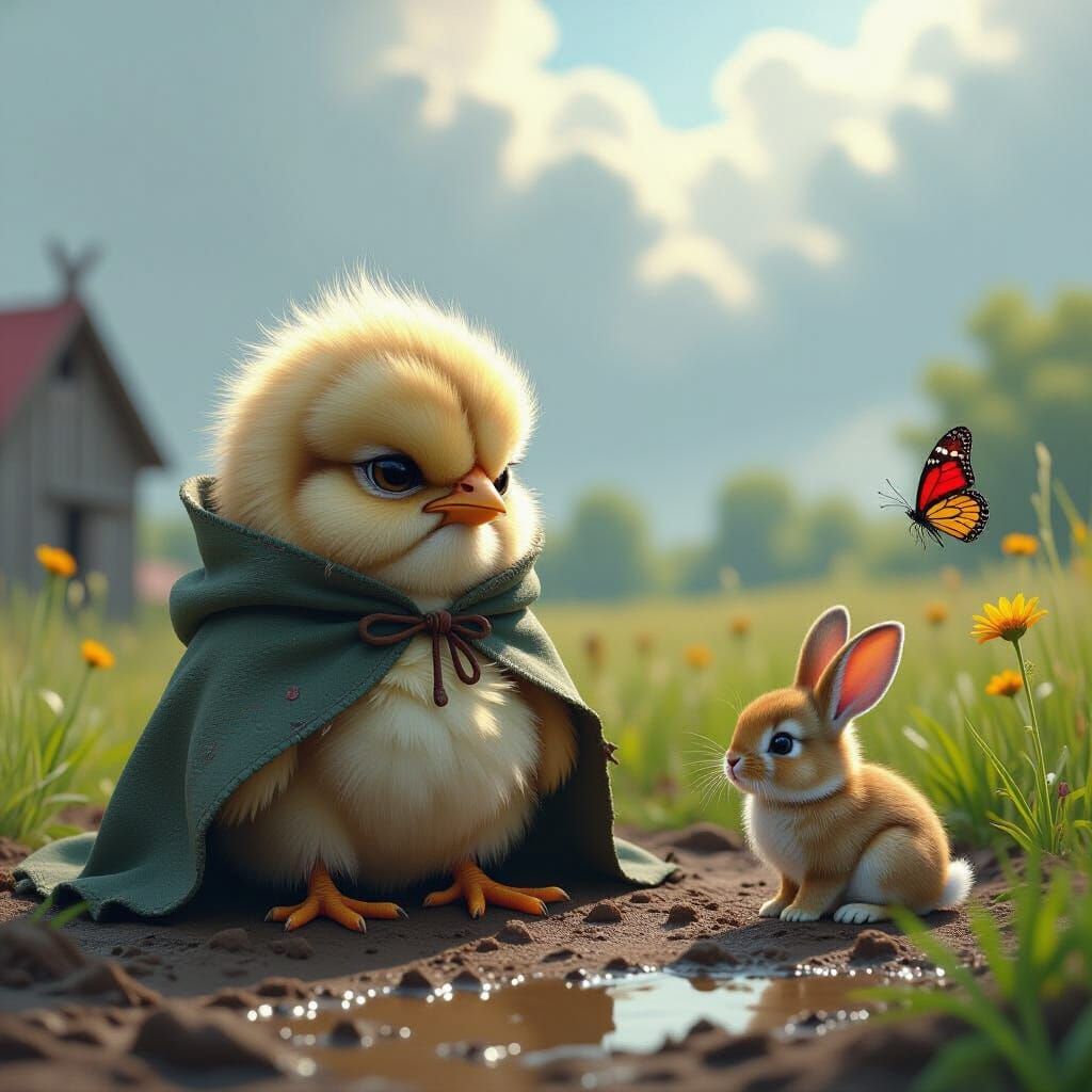 Grumpy Chick Portrait in Dramatic Lighting