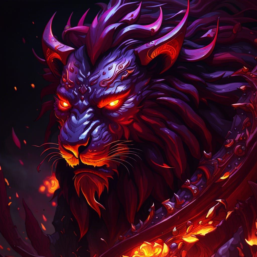 Fiery Red Lion Fantasy Concept Art
